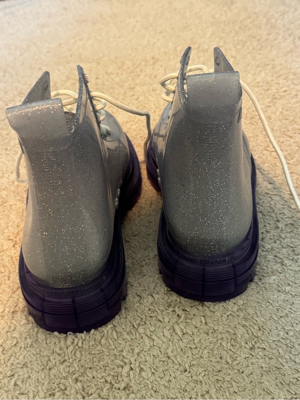 Melissa Coturno Glitter Lace-Up Boots Silver Purple US 7 - NWOT - Picture 9 of 10